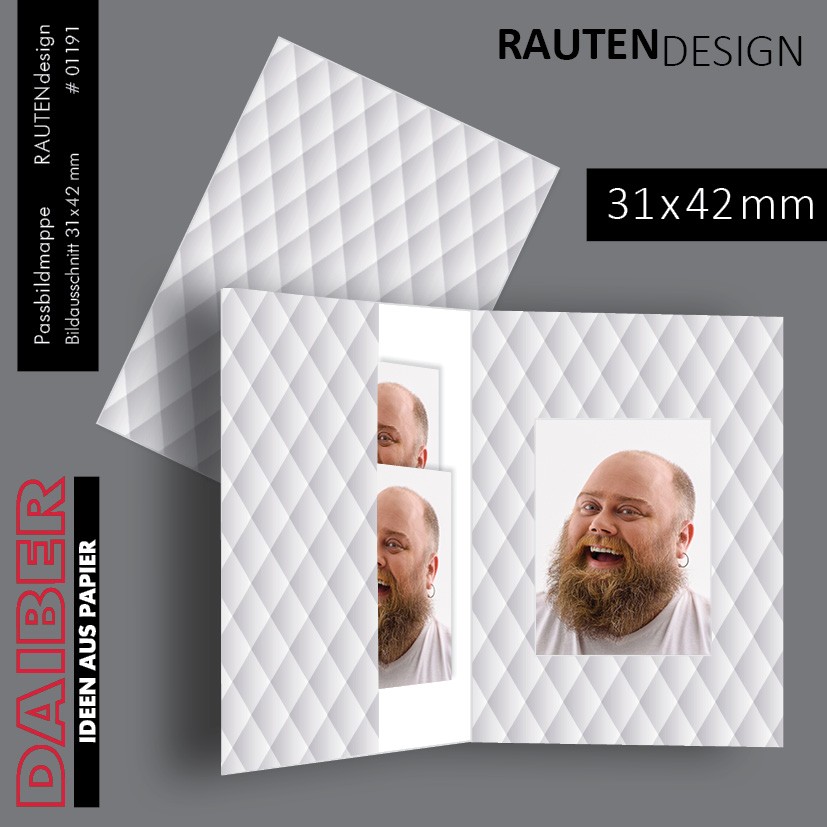 Pass- und Bewerbungsbildmappe CLASSIC-LINE, 100 Stück,  Rautendesign
