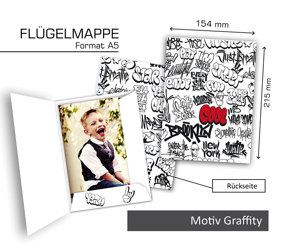 Flügelmappe "GRAFFITI", [15x21 cm], 50 Stück