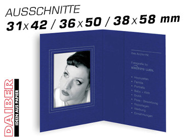 Pass- und Bewerbungsbildmappe CLASSIC-LINE, 100 Stück, Leinen blau, [36 x 50 mm]